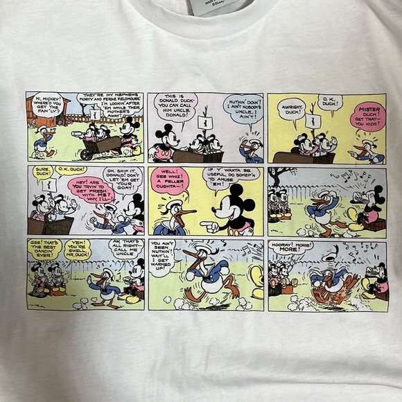 Girls Mickey Mouse Comic Strip Short Sleeve Crop Top Multi Color SZ S - Picture 3 of 15